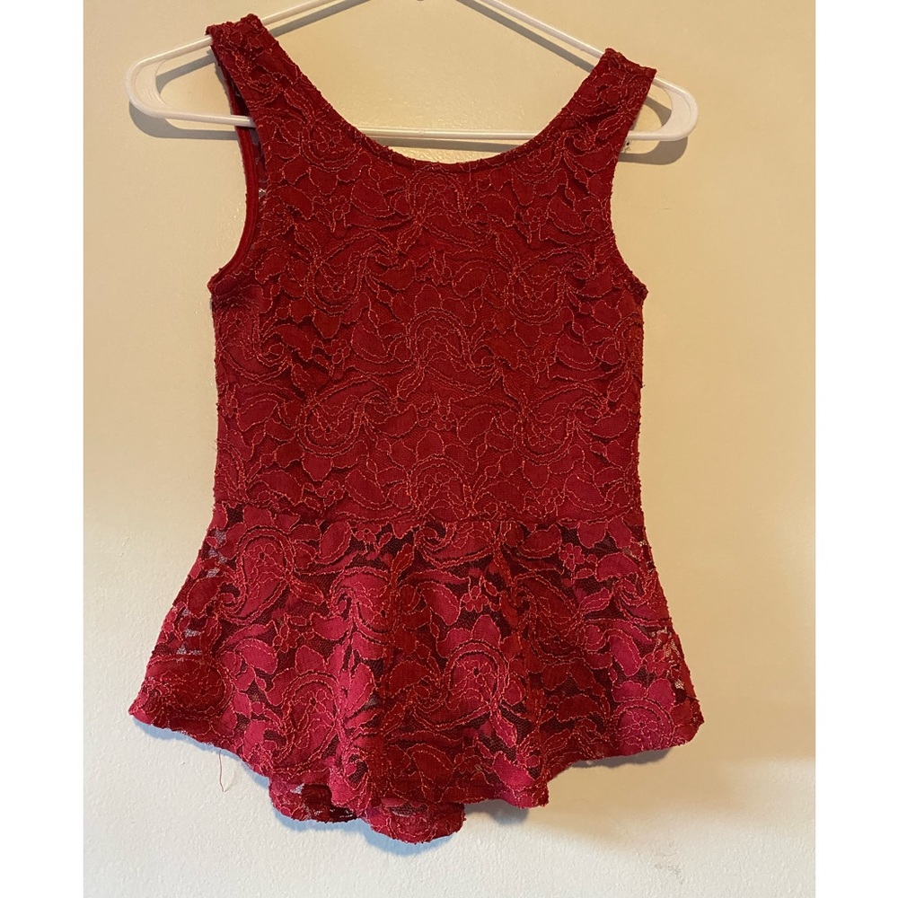 Ambiance Apparel Lace Tank Blouse with Bow- Red- M